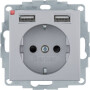 BER48031404 / Steckdose SCHUKO/USB A-A, B.x, alu matt / EAN 4011334510505