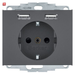 BER48037006 / Steckdose SCHUKO/USB A-A, K.1, anthrazit / EAN 4011334510581