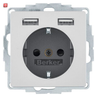 BER48036084 / Steckdose SCHUKO/USB A-A, Q.x, alu samt / EAN 4011334510536