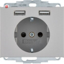 BER48037004 / Steckdose SCHUKO/USB A-A, K.5, edelstahl /...