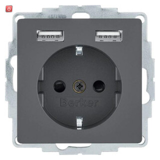 BER48036086 / Steckdose SCHUKO/USB A-A, Q.x, anthr. / EAN 4011334510543