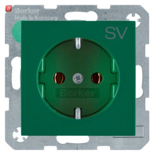 BER47438903 / Steckd. SCHUKO m Druck S.1/B.x grün gl / EAN 4011334278290