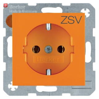 BER47438907 / Steckd. SCHUKO m Druck S.1/B.x orange gl / EAN 4011334278313