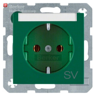 BER47508913 / Steckd. SCHUKO m BF u Druck S.1/B.x grün / EAN 4011334278399