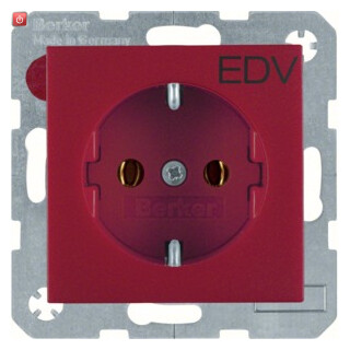 BER47431922 / Steckdose SCHUKO m Druck S.1/B.3/B.7 rot / EAN 4011334224341