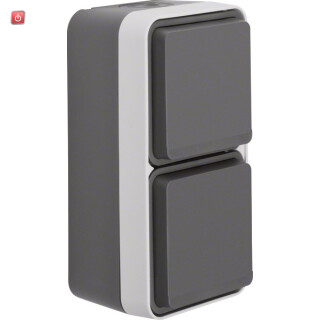 BER47703525 / Steckd. SCHUKO 2f senk. Klappd W.1 grau / EAN 4011334404316