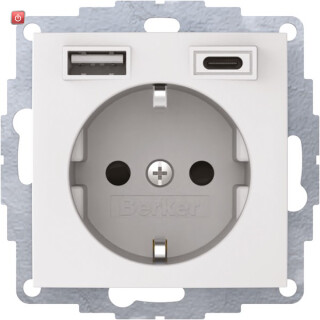 BER48041909 / Steckdose SCHUKO/USB A-C S1 polarweiß mt / EAN 4011334528319