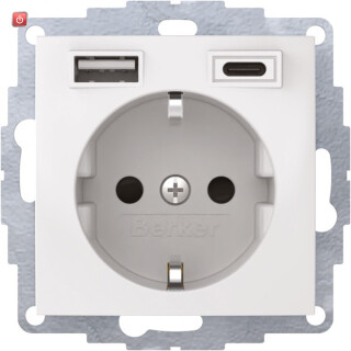 BER48048989 / Steckdose SCHUKO/USB A-C S1 polarweiß gl / EAN 4011334528401