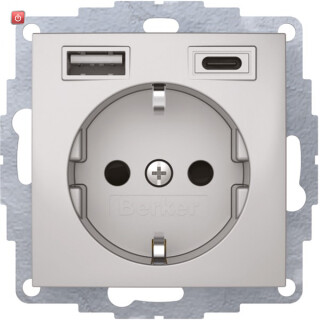 BER48041404 / Steckdose SCHUKO/USB A-C B3 alu matt / EAN 4011334527299