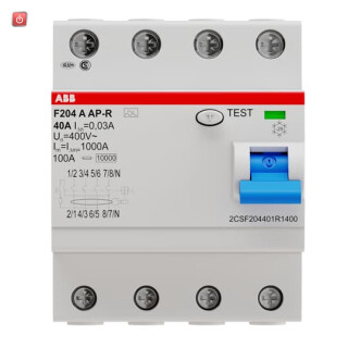 ABB2CSF204401R1400 / F204A-40/0,03AP-R FI-Schutzschalter 4P,Typ A,40A,30mA,kurzzeitverzöger / EAN 8012542785507