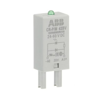 ABB1SVR405652R4100 / CR-P/M 42BV Steckmodul Diode und LED grün, 24-60VDC, A1+, A2- / EAN 4013614528538