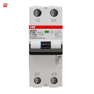 ABB2CSR252140R1104 / DS202CA-C10/0,03 FI/LS-Schalter 6kA, 2P, Typ A, C 10, 30mA / EAN 8012542122456