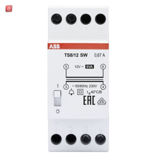 ABB2CSM081402R0811 / TS8/12SW Klingeltrafo 230V 8VA,12V,EIN/AUS Schalter / EAN 8012542368403