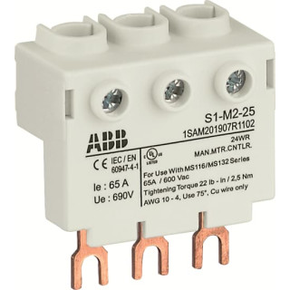 ABB1SAM201907R1102 / S1-M2-25 3-Phasen-Einspeiseblock Hoch, für MS116 / MS132, 25mm2 / EAN 4013614400810