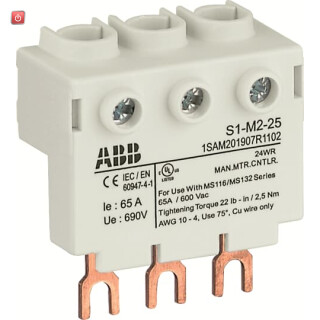 ABB1SAM201907R1102 / S1-M2-25 3-Phasen-Einspeiseblock Hoch, für MS116 / MS132, 25mm2 / EAN 4013614400810