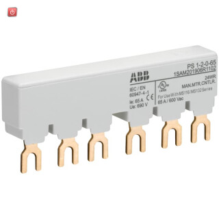 ABB1SAM201906R1102 / PS1-2-0-65 3-Phasen-Sammelschiene für 2 MS116 / MS132, Ie=65A / EAN 4013614400681