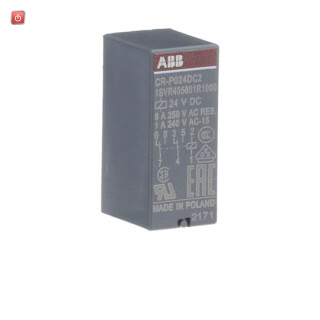 ABB1SVR405601R1000 / CR-P024DC2 Steckbares Interface-Relais 2We, A1-A2=24VDC, 250V/8A / EAN 4013614498237
