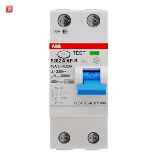 ABB2CSF202401R1400 / F202A-40/0,03AP-R FI-Schutzschalter 2P,Typ A,40A,30mA,kurzzeitverzöger / EAN 8012542785200