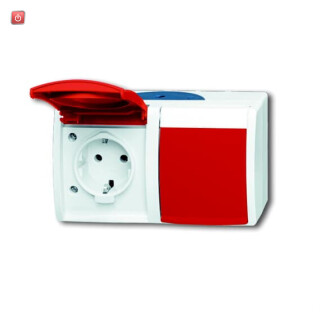 B&J2CKA002084A0700 / SCHUKO® Steckdose 2-fach, mit roten Klappdeckeln / EAN 4011395993323