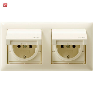 GIR115801 / SCHUKO KD + Set IP44 + Rahmen 2f Standard 55 Cremeweiß / EAN 4010337004905