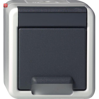 GIR44030 / Steckdose, grau, Aufputz AP, 1 Fach, IP44 / EAN 4010337440307
