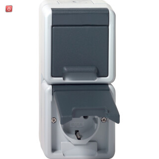 GIR78030 / Steckdose, grau, Aufputz AP, 2 Fach, IP44 / EAN 4010337780304