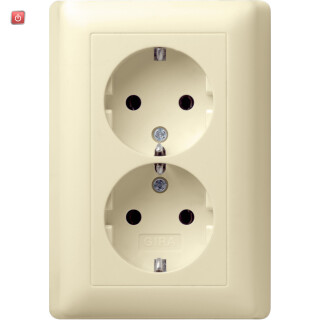 GIR78001 / Steckdose, cremeweiß/elektroweiß, Unterputz UP, 2 Fach, IP20 / EAN 4010337780014