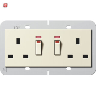 GIR278401 / 2f-Steckd. BS 13 A gesch. Kontroll + SH System 55 BS 80 Cremeweiß / EAN 4010337079859