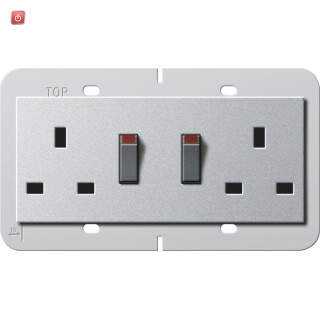 GIR278326 / 2f-Steckd. BS 13 A gesch. + SH System 55 BS 80 F Alu / EAN 4010337079811