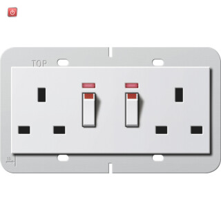 GIR278403 / 2f-Steckd. BS 13 A gesch. Kontroll + SH System 55 BS 80 Reinweiß / EAN 4010337079866