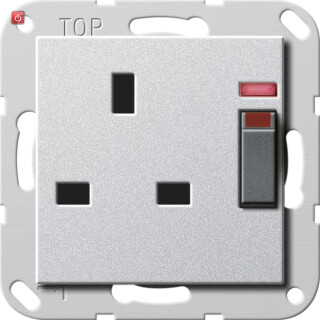 GIR278026 / Steckd. BS 13 A gesch. Kontroll + SH System 55 F Alu / EAN 4010337079613