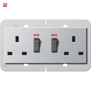 GIR278426 / 2f-Steckd. BS 13 A gesch. Kontroll + SH System 55 BS 80 F Alu / EAN 4010337079873