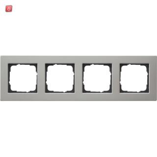 GIR214335 / Abdeckrahmen 4f flach Gira E2 Edelstahl / EAN 4010337019886