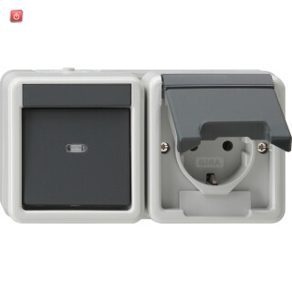 GIR17730 / Kombi AusWe/SCHUKO waager. KD WG AP Grau / EAN 4010337177302