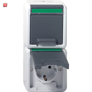 GIR78530 / SCHUKO 2f senkr. KD + BSF ammoniak WG AP Grau / EAN 4010337785309