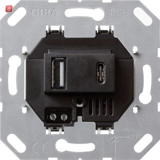 GIR236900 / USB-Spannungsvers. 2f Typ A/C Einsatz Schwarz / EAN 4010337075905
