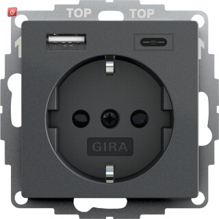 GIR245928 / SCHUKO SH USB-Spannungsvers. 2f Typ A/C System 55 Anthrazit / EAN 4010337076285