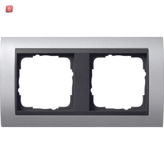 GIR21206 / Abdeckrahmen 2-fach anthrazit mit ZL Event Fläche aluminium, 021206 / EAN 4010337212065