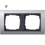 GIR21206 / Abdeckrahmen 2-fach anthrazit mit ZL Event Fläche aluminium, 021206 / EAN 4010337212065