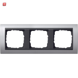 GIR21306 / Abdeckrahmen 3-fach anthrazit mit ZL Event Fläche aluminium, 021306 / EAN 4010337213062