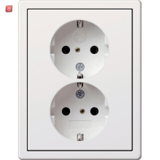 GIR783112 / SCHUKO 2f SH + Rahmen Flächenschalter Reinweiß / EAN 4010337047612
