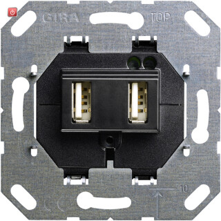 GIR235900 / USB-Spannungsvers. 2f Typ A/A Einsatz Schwarz / EAN 4010337084655