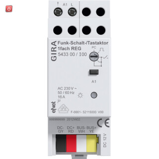 GIR543300 / Funk Schalt-/Tastaktor 1f REG Gira eNet / EAN 4010337774273