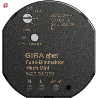 GIR542000 / Funk Dimmaktor 1f Mini 20 - 250 VA Gira eNet / EAN 4010337774143