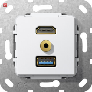 GIR568103 / HDMI USB 3.0 A M-Klinke K-Peitsche Einsatz Reinweiß / EAN 4010337461944