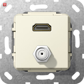 GIR567501 / HDMI SAT-F-Buchse Kpl. Einsatz Cremeweiß / EAN 4010337461753