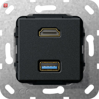 GIR567910 / HDMI USB 3.0 A K-Peitsche Einsatz Schwarz m / EAN 4010337461883