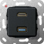GIR567910 / HDMI USB 3.0 A K-Peitsche Einsatz Schwarz m / EAN 4010337461883