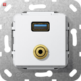 GIR568603 / USB 3.0 A M-Klinke Kpl. K-Peitsche Einsatz Reinweiß / EAN 4010337462125