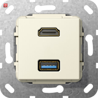 GIR567801 / HDMI USB 3.0 A Kpl. Einsatz Cremeweiß / EAN 4010337461845